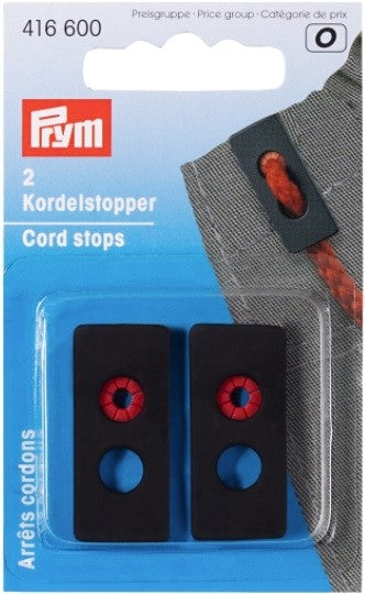 Cord stopper, Rectangular, 2-hole, Black, 2 count