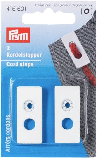 Cord stopper, Rectangular, 2-hole, White, 2 count