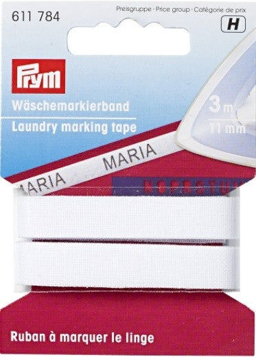 Iron-on marking tape, cotton, 11MM x 3m, white