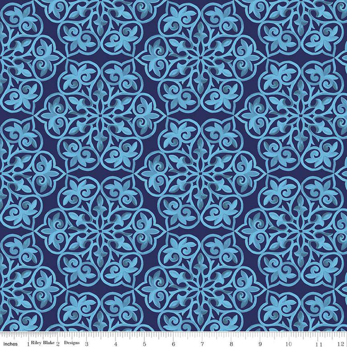 RB - Blissful Blooms Damask Navy
