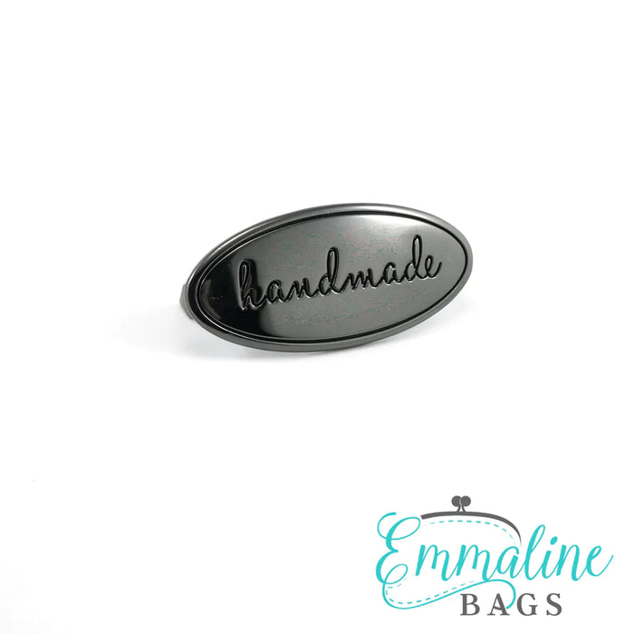Metal Bag Label: Oval with "handmade"