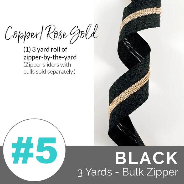 Emmaline Zippers-by-the-Yard - *SIZE#5* Black (DOES NOT INCLUDE SLIDERS/PULLS)