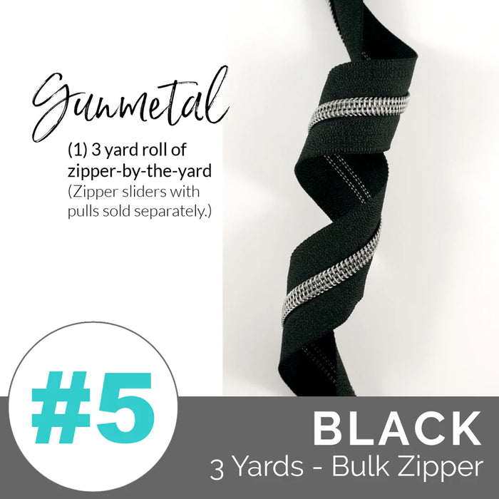 Emmaline Zippers-by-the-Yard - *SIZE#5* Black (DOES NOT INCLUDE SLIDERS/PULLS)