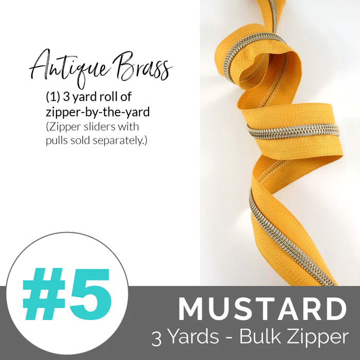 Emmaline Zippers-by-the-Yard - *SIZE#5* Mustard (DOES NOT INCLUDE SLIDERS/PULLS)