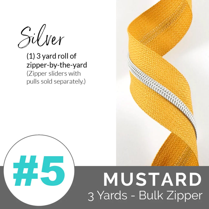 Emmaline Zippers-by-the-Yard - *SIZE#5* Mustard (DOES NOT INCLUDE SLIDERS/PULLS)