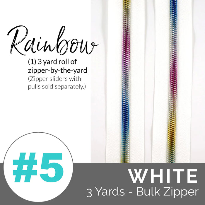 Emmaline Zippers-by-the-Yard - *SIZE#5* White (DOES NOT INCLUDE SLIDERS/PULLS)