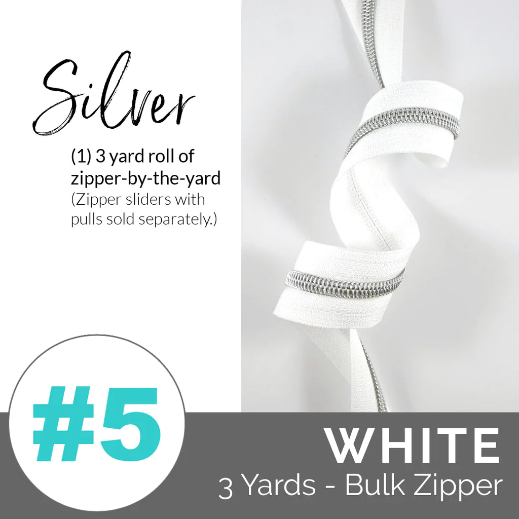 Emmaline Zippers-by-the-Yard - *SIZE#5* White (DOES NOT INCLUDE SLIDERS/PULLS)