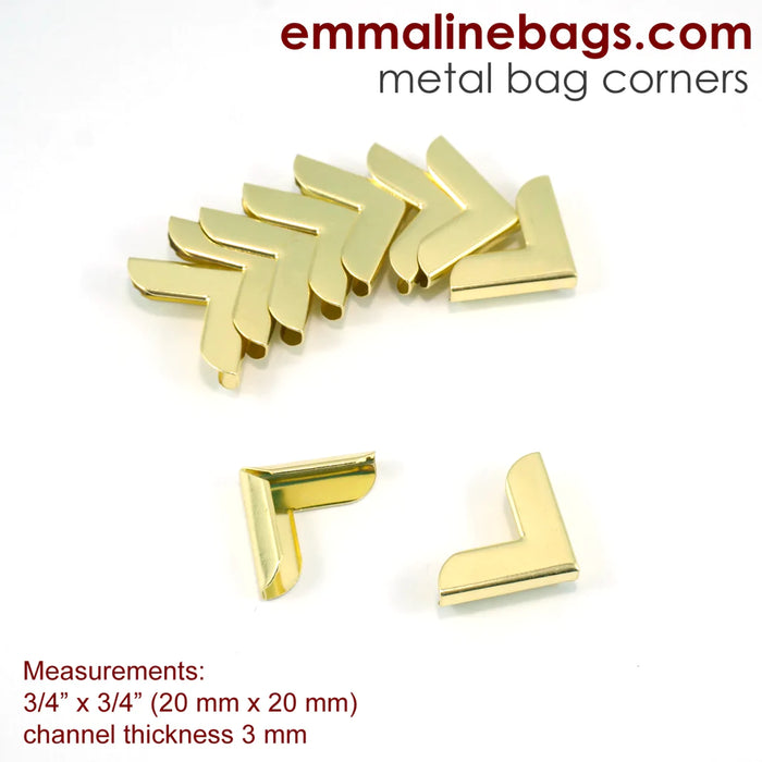 Metal Corners for Purses 3/4" x 3/4" (10 Pack)