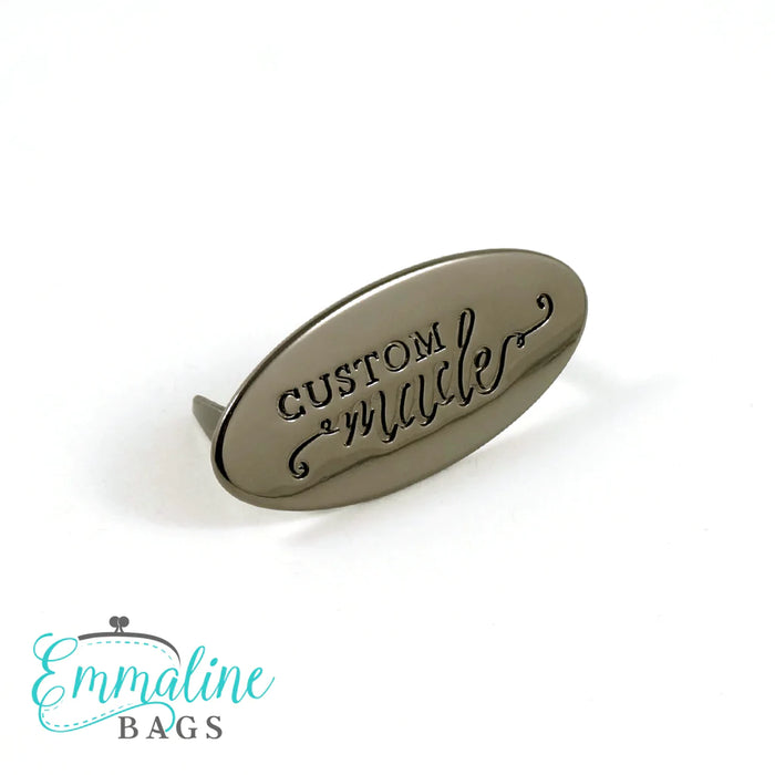 Metal Bag Label: Oval with "CUSTOM Made"