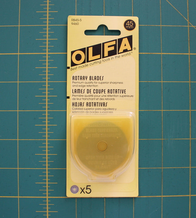 Olfa Replacement Blades For Rty2/G 45mm, 5 Count - Black Rabbit Fabric