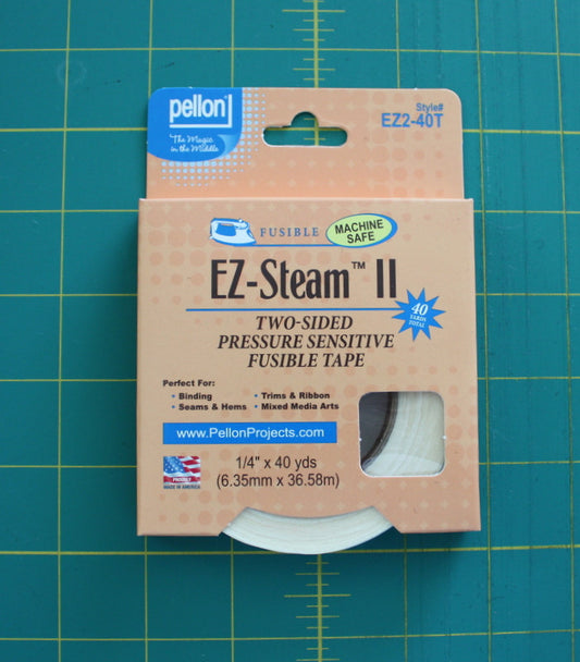 EZ-Steam II, Two-Sided, Pressure Sensitive & Sticky Back Fusible Web, White, 100% Polyamide, 1/4” x 40 yds (6.35mm x 36.58m) - Black Rabbit Fabric