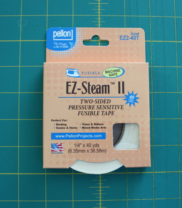 EZ-Steam II, Two-Sided, Pressure Sensitive & Sticky Back Fusible Web, White, 100% Polyamide, 1/4” x 40 yds (6.35mm x 36.58m) - Black Rabbit Fabric
