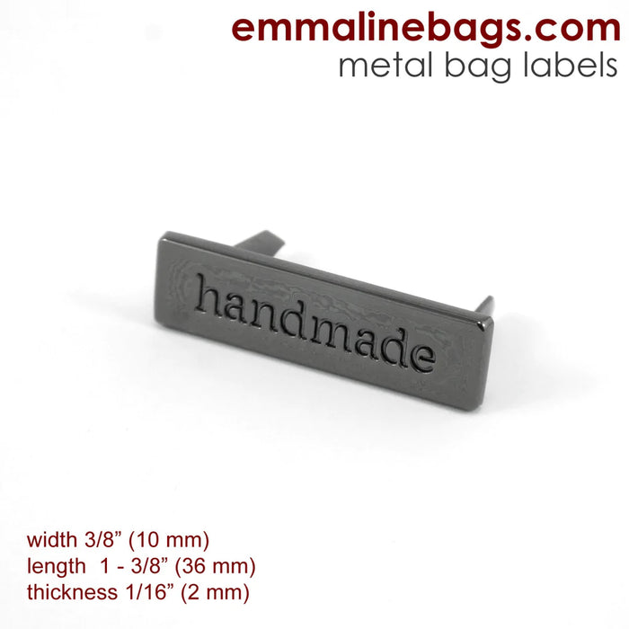 Metal Bag Label: "handmade"