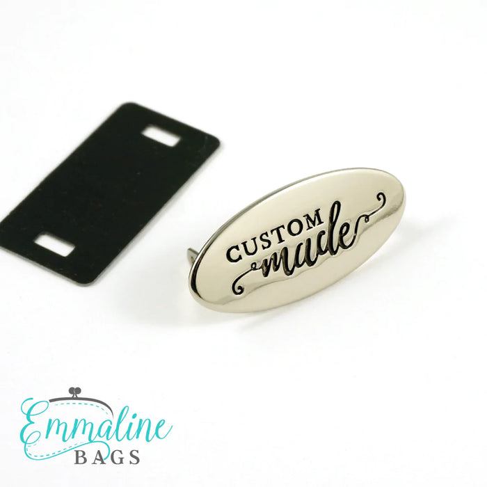 Metal Bag Label: Oval with "CUSTOM Made"