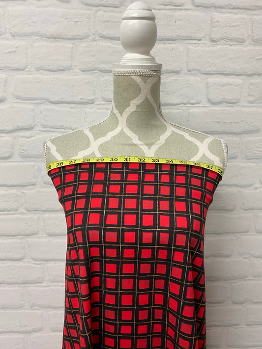 Red Plaid Smores Bamboo French Terry PRECUT HALF METER