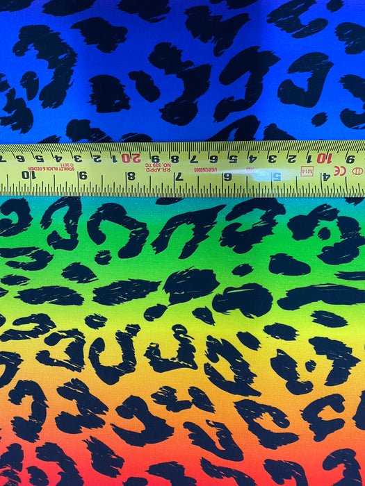 Rainbow Leopard Cotton French Terry