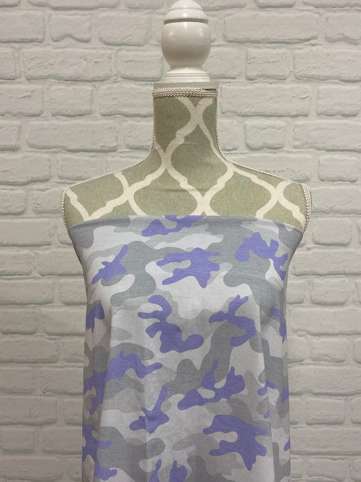 Grey with Lavender Camo Cotton French Terry