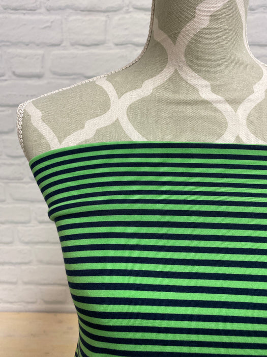 Green Flash/Marine stripe Bamboo Jersey Knit
