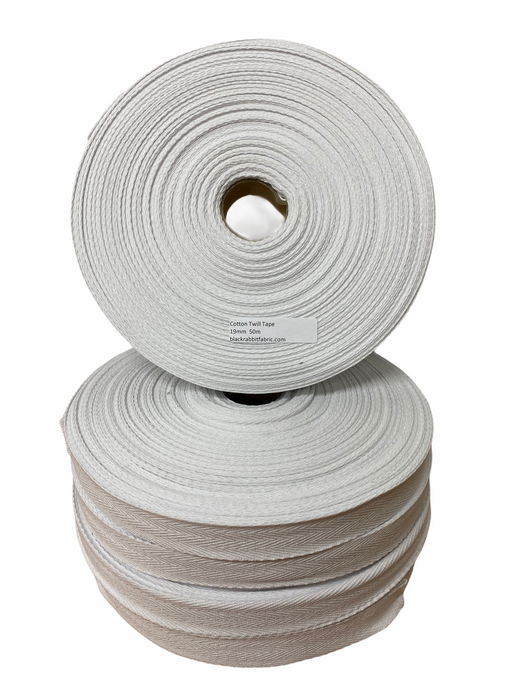 Cotton Twill Tape - white 19mm - Full Roll