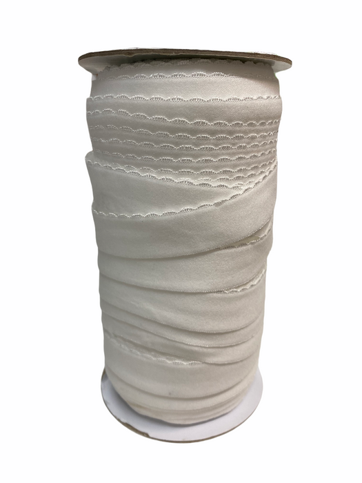 White elastic lingerie 19mm Folded Scallop - Full Roll 40m