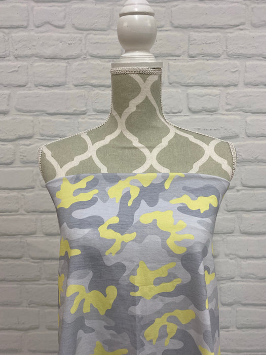 Grey with Yellow Camo Cotton French Terry