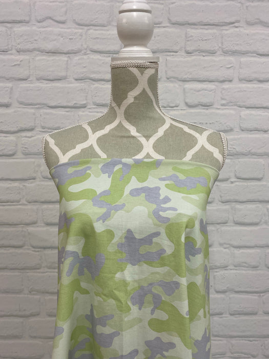 Lime with Grey Camo Cotton Jersey