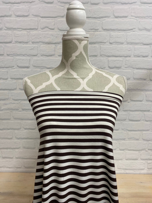 3/8" Brown & White stripe Bamboo Jersey Knit