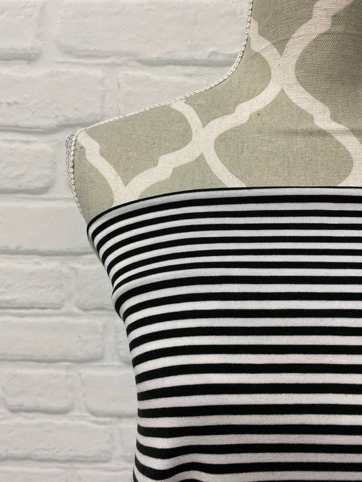 White & Black stripe Bamboo Jersey Knit