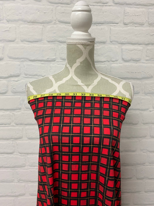 Red Plaid Smores Cotton French Terry