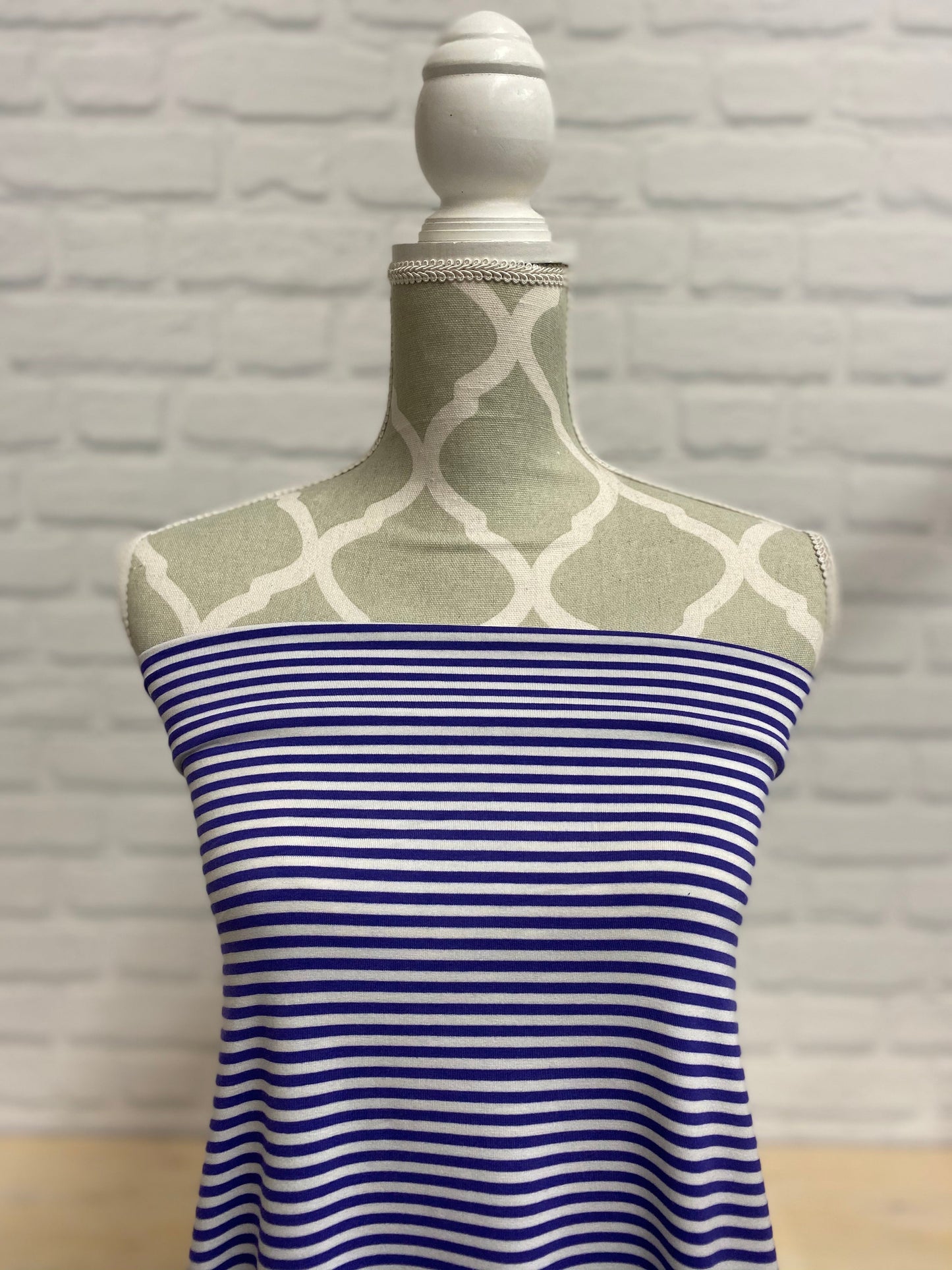 Bamboo Jersey Knit - Liberty/White stripe  - FAT HALF