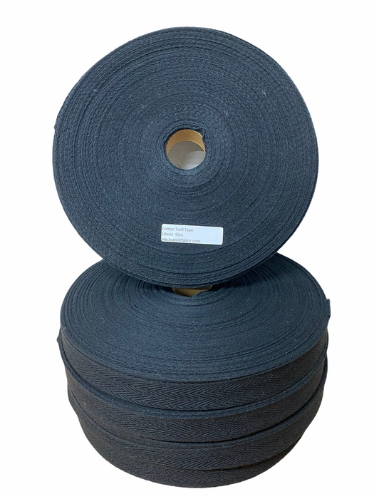 Cotton Twill Tape - black 19mm - Full Roll
