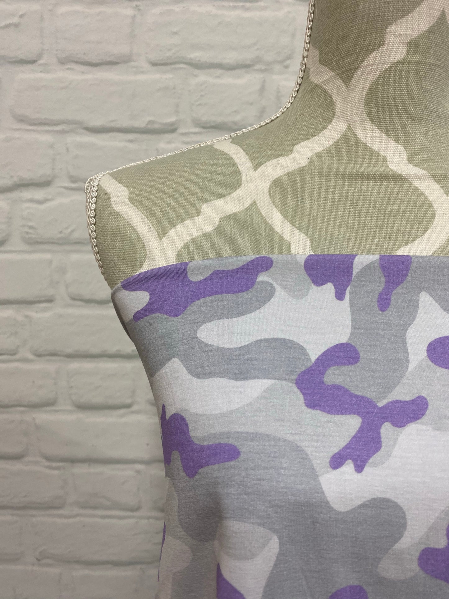 Grey with Purple Camo Cotton Jersey