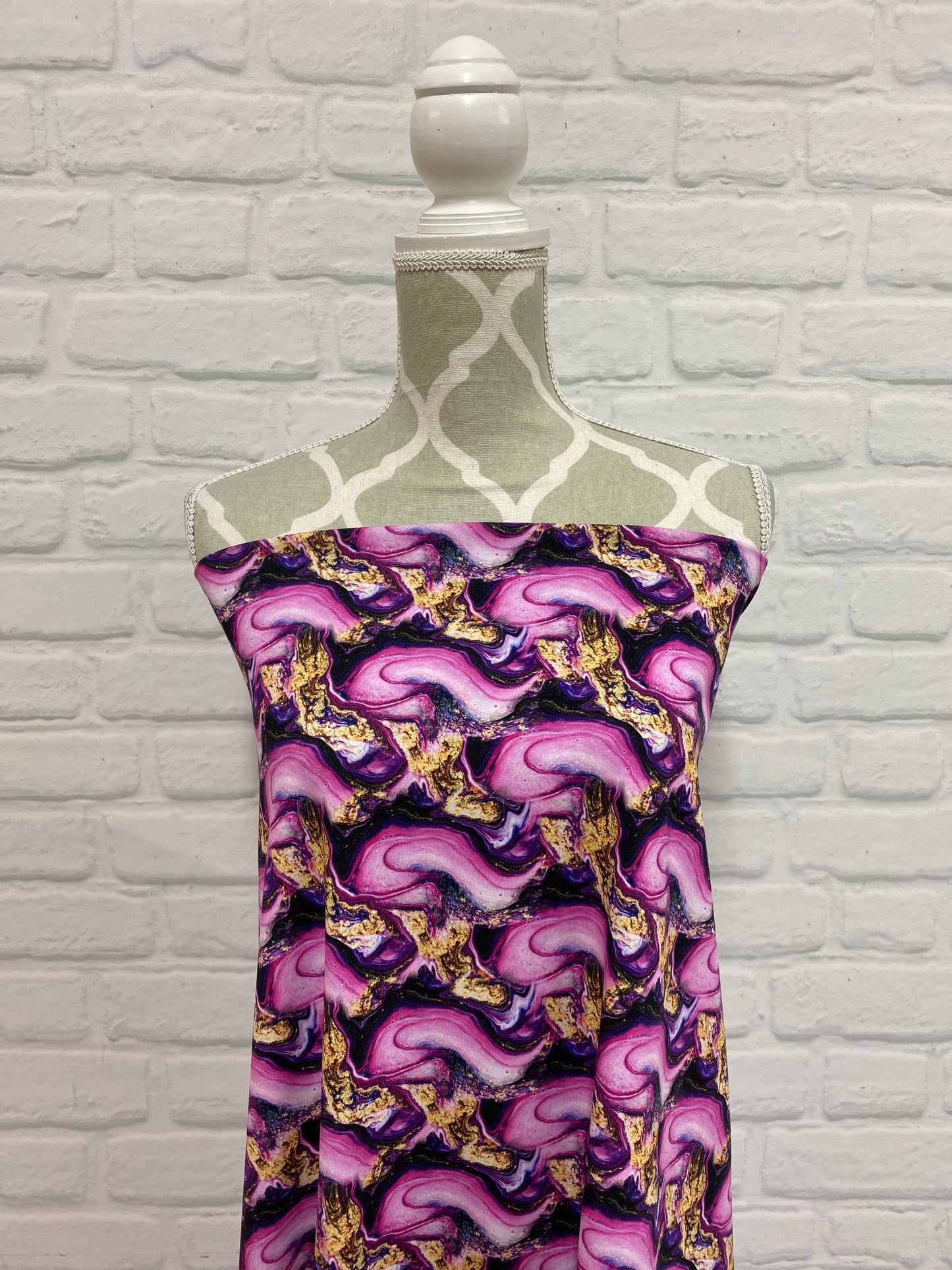 Small Scale Purple and Gold Paint Cotton Jersey