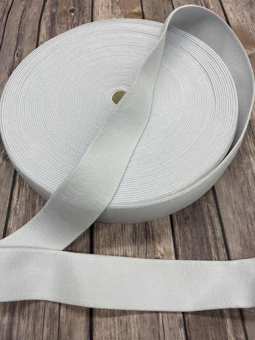 Plush Cotton Waistband Elastic - White Full Roll 25m