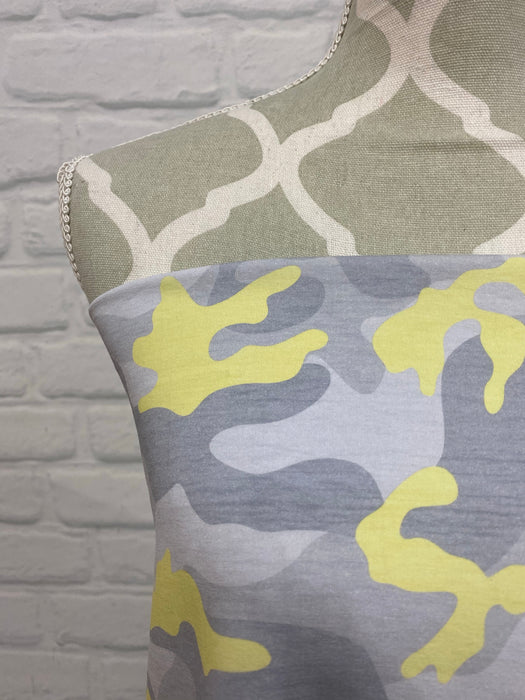 Grey with Yellow Camo Cotton Jersey
