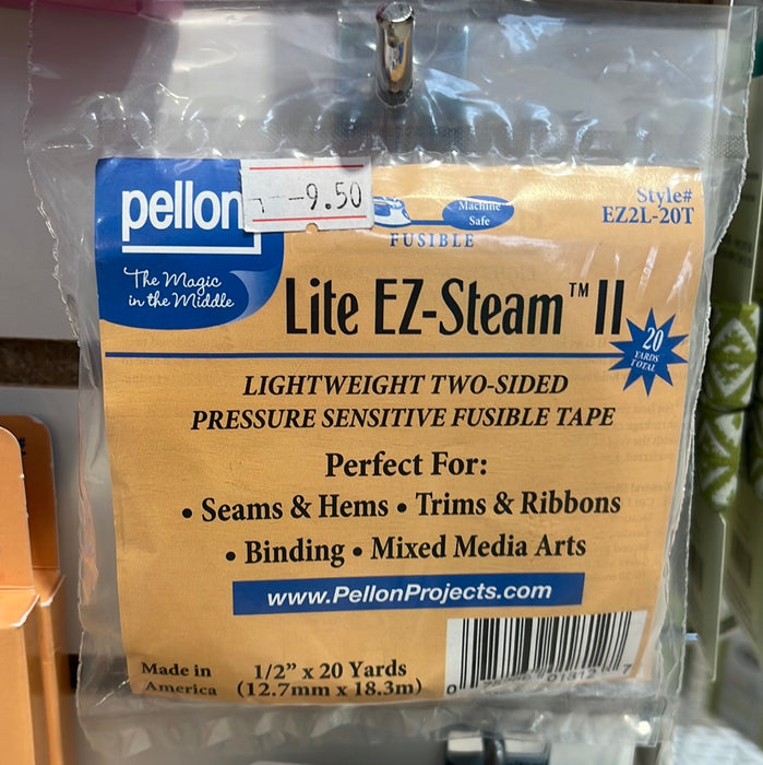 Lite EZ-Steam II, Two-Sided, Pressure Sensitive & Sticky Back Fusible Web, White, 100% Polyamide, 1/2” x 20 yds (12.77mm x 18.29m)