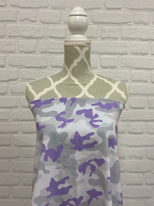 Grey with Purple Camo Cotton Jersey