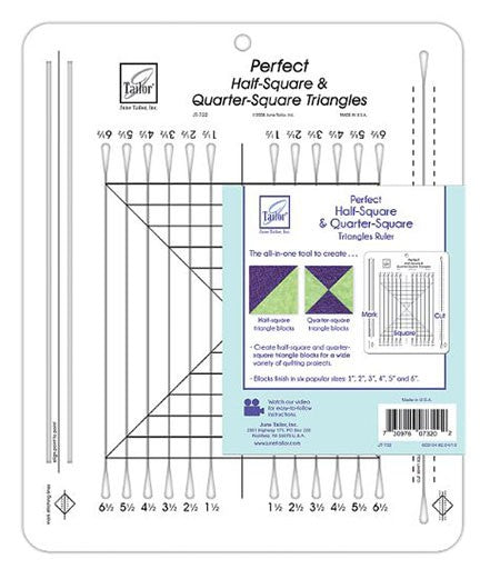 June Tailor Perfect Half-Square & Quarter-Square Triangles Ruler (Outer Dimensions: 12 1/2" x 10 1/2")