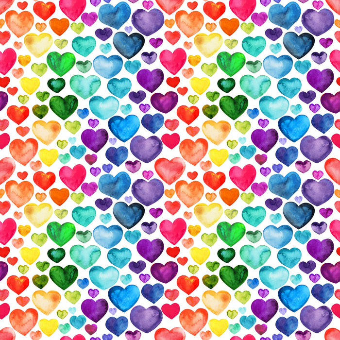 Rainbow Hearts Cotton French Terry