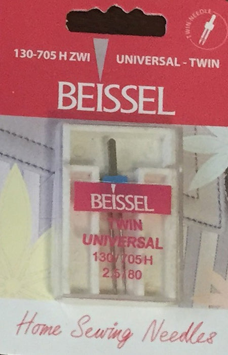 Beissel 2.5/80 Twin Needle Universal, 1 Count - Black Rabbit Fabric